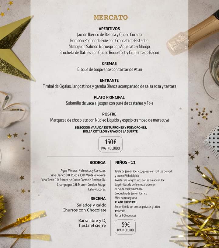 Mercato Nochevieja 2023 Menu